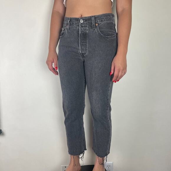 Levi 501 Faded Cut Off Denim Jeans - Picture 1 of 6
